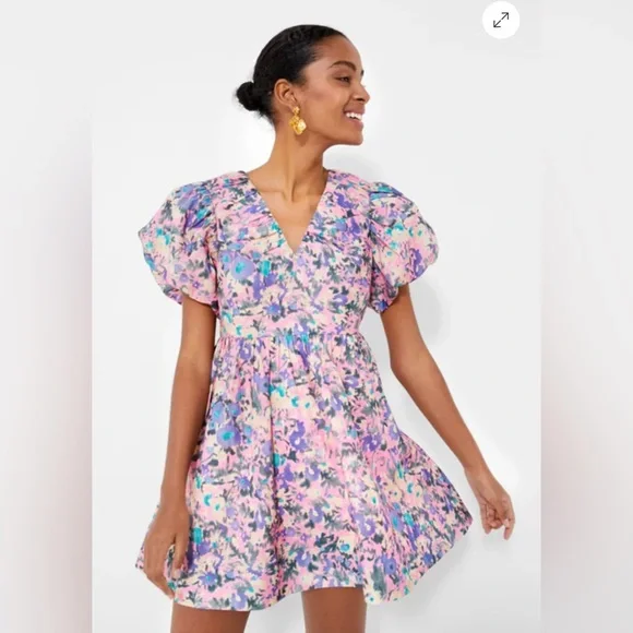 Tucknernuck Hyacinth House Pink Floral Sheila Mini Dress (Size M)